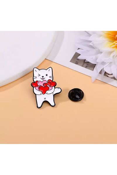 OZN AKSESUAR kedili kadın broş, çocuk broş, iğneli broş klipsli broş yaka bro...