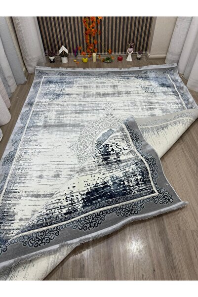 Nehir Gümüş Gri Klasik Desen Modern Halı