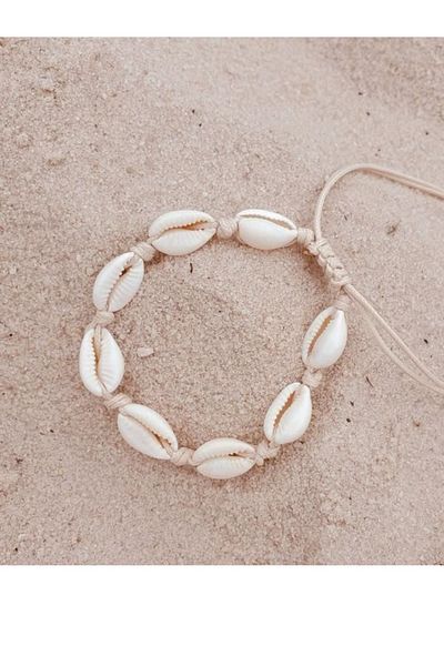 Stoneday Cream Seashell Rope Adjustable Anklet Foot Accessory