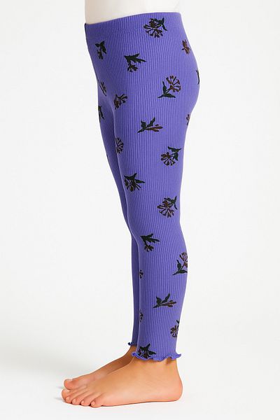 Kyex Pure Dots Girls' Summer Floral Patterned Purple Leggings