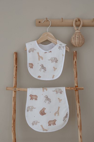 Tuğba Kuğu Muslin Apron and Shoulder Cloth - Pureline Series - Cute Animals