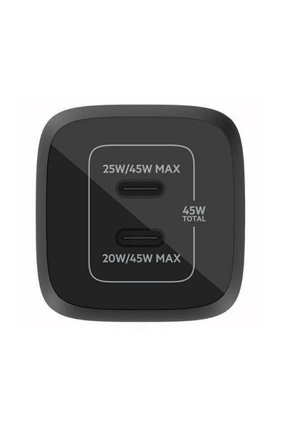 Belkin Incarcator retea Belkin WCH011vfBK, 45W, PD 3.0, 2x USB-C (Negru)