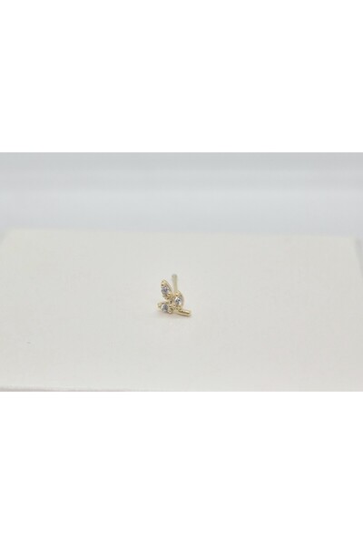 Set 925 Ayar Gümüş Zirkon Taşlı '' ÜÇ YAPRAK '' Hızma ( En: 5 mm Boy: 4 mm )