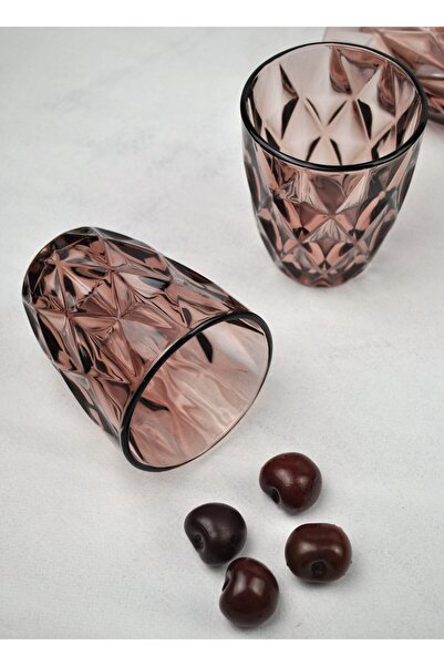 Qualitev Set of 6 Crystal Glass Soft Drink Glass Water Glass Short Cherry - 280 ml