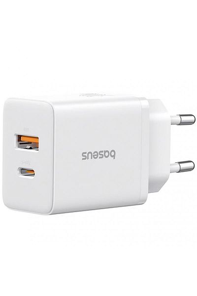 Baseus Incarcator Retea Baseus Cube P10111404213-00, 30W, 2.4A, 1 x USB-A - 1 x USB-C (Alb)