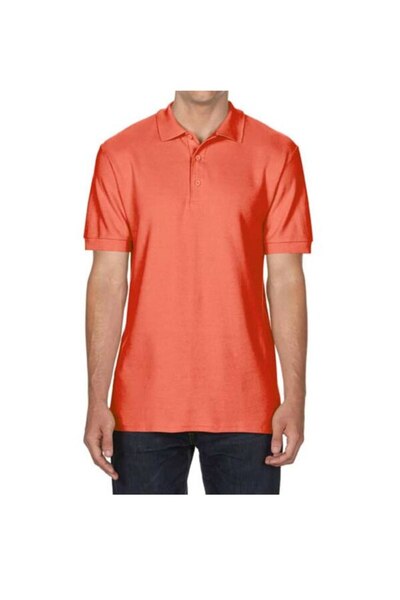 OEM Men's Polo Shirt, Cotton Material, Salmon Red, Size L