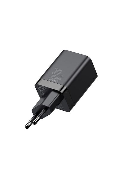 Baseus Network Charger, Baseus Super Si Pro, 1 x USB-A, 1 x USB-C, PD 3.0, QC 3.0, 30W, Black