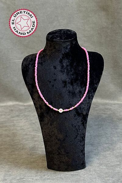 Uretti - Tuğba 9352 8102 Handmade Pink Sand Bead Girl Necklace