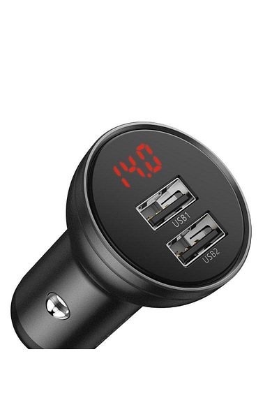 Baseus Baseus CCBX-0G car charger, Display, 2x USB, 4.8A, 24W (Grey)