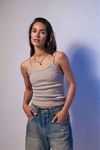 bases. Basic Tank Top with Ribbed Straps