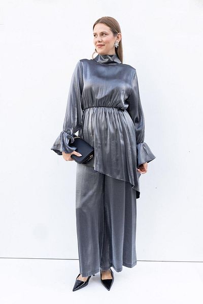 ALLDAY Black-Asymmetrical Detailed Trousers Suit