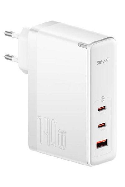 Baseus Baseus GaN5 Pro CCGP100202 Power Adapter, 140W, 2x USB-C + 1x USB-A, USB-C to USB-C cable (White)
