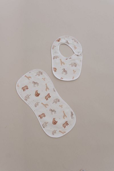 Tuğba Kuğu Muslin Apron and Shoulder Cloth - Pureline Series - Cute Animals