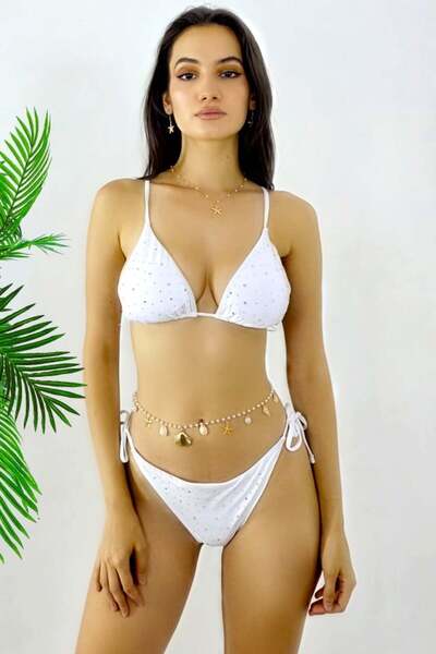 FashionForYou Costum de baie din două piese ZENY, slip și sutien cu șnururi ș...