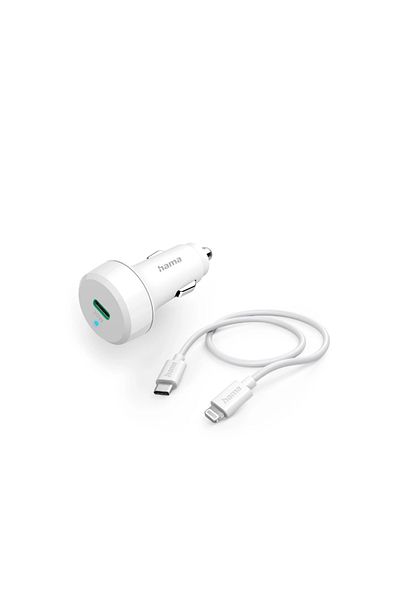 Hama Hama 201611 Car Charger, Lightning, 20W, 1m (White)