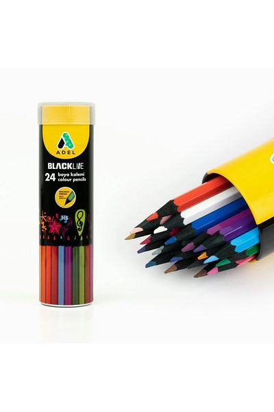 Adel Blackline 24-Piece Dry Crayons - Tube