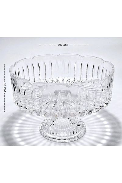 Akden Kristal Crystal Decor Lace Edge Handworked Glass Tableware Presentation Bowl