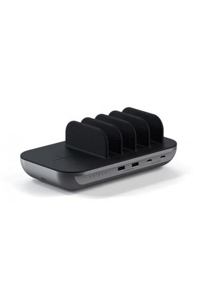 Satechi Docking Station Satechi ST-WCS5PM, 2x USB Type-C PD 20 W, 2x USB-A 12 W, Wireless, incarcator EU