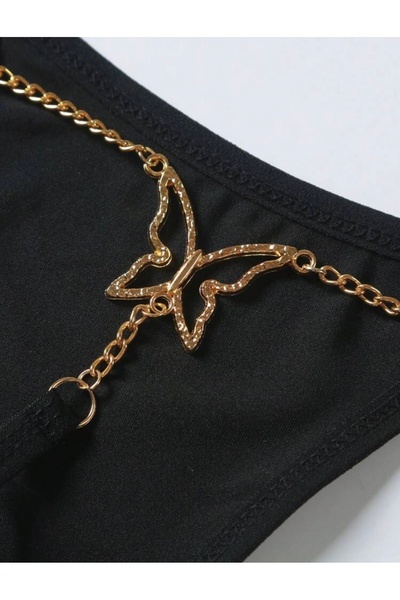 Oprah Kadın Gold Kelebek Aksesuarlı String Tanga