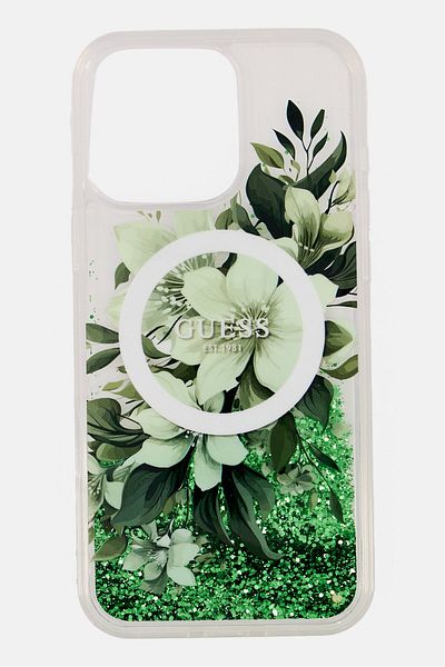 Guess iPhone 16 Pro Max Magsafe Compatible Liquid Glitter Phone Case, Multicolor