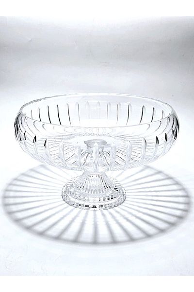 Akden Kristal Crystal Cutting Round Tableware Presentation Glass Bowl