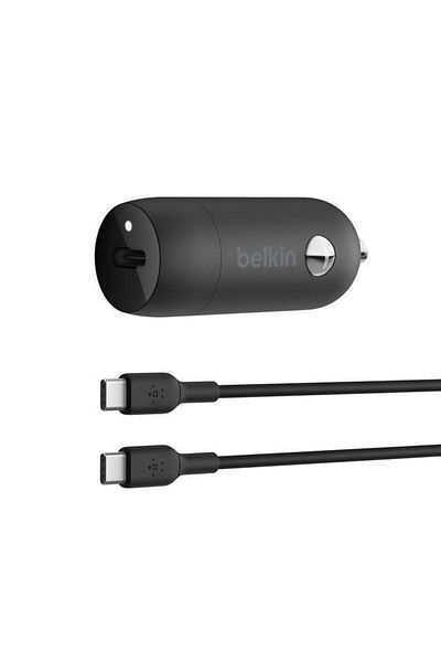 Belkin Incarcator auto Belkin BoostCharge CCA004bt1MBK-B6, 30 W, USB-C, Cablu USB-C la USB-C 1m (Negru)