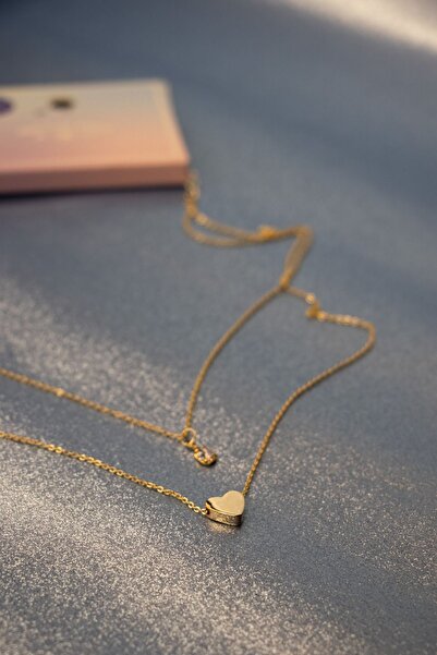 Aqua Di Polo 1987 Kadın Altın Ikili Kalpli Ve Taşlı Kolye Wtjg003601