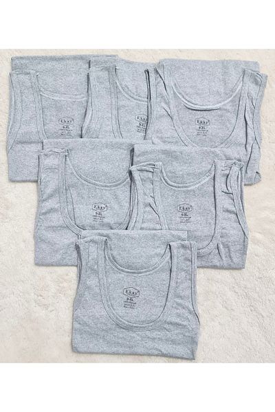 HİTRA 6-Piece Men's Undershirt Gray 100% Cotton Combed Cotton
