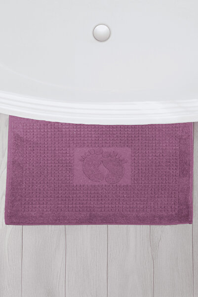 Homedius Bathroom Checkered Foot Patterned Cotton Foot Towel 50X70Cm Purple Set of 2