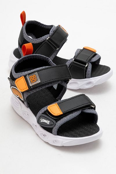 mnpc Boy's Black Lighted Anatomical Lightweight Daily Sandals