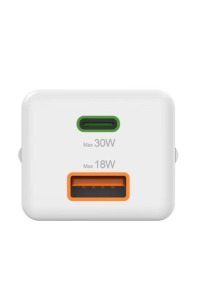 Hama Hama 201992 mains charger, 1 x USB-A, 1 x USB-C, 18/30W (White)