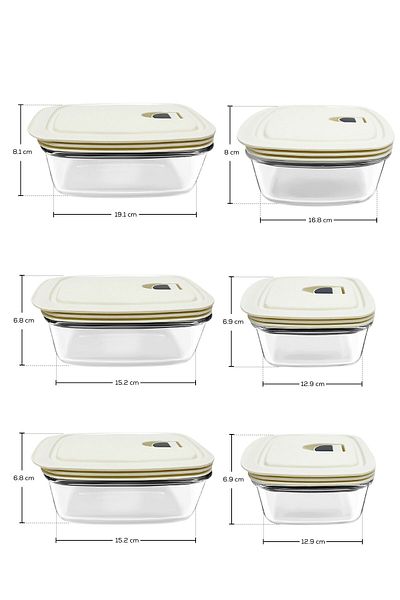Karaca Cream 6-Piece Glass Transparent Storage Container Set