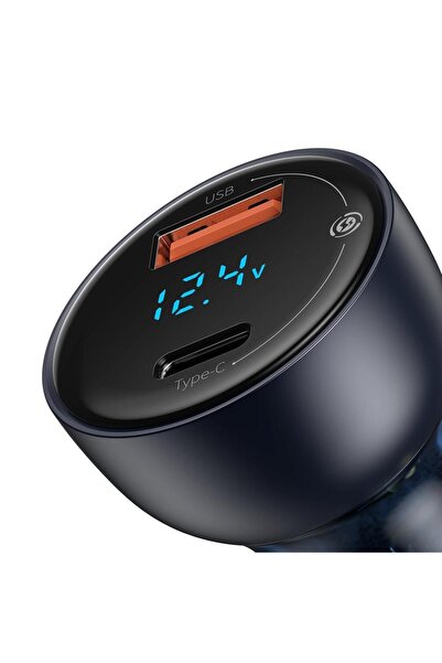 Baseus Car charger Baseus Dual Quick Charger Particular Digital Display, 1 x USB, 1 x USB-C, 65W, Gray