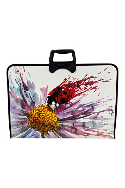 Polin Çiçek ve Uğur Böceği Desenli Sanat Proje ve Resim Çantası, 38 x 55 cm, ...