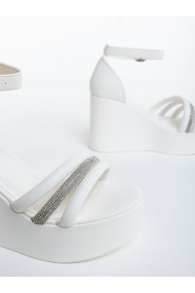 Kalapod Women's white platform sandals made of ecological leather Arcava