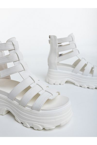 Kalapod Women's white platform sandals made of eco-leather Cosana