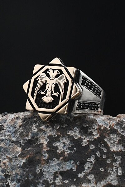 Prestige SELÇUKLU KARTALI - Çift Başlı Kartal Figürlü 925 Ayar Gümüş Erkek Yü...