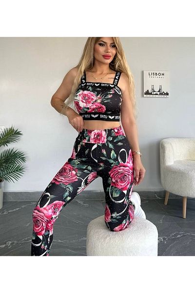 Sep Butik مجموعة سراويل ضيقة على شكل زهرة