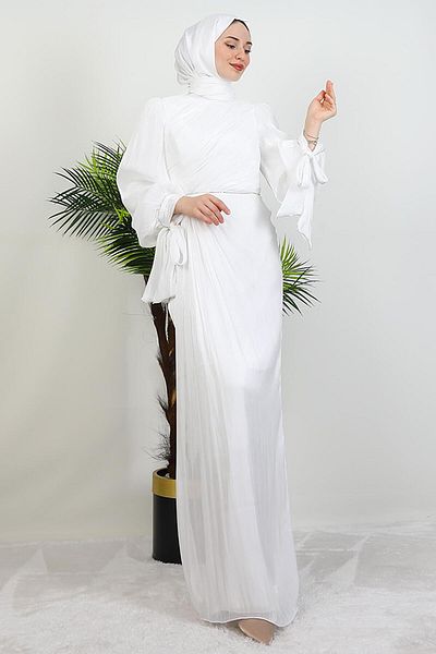 GİYZAMİLA Βραδινό φόρεμα İdil Hijab Λευκό