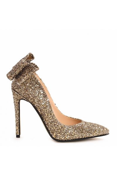 Vanilla Days Cleopatra thin heel stiletto shoes, gold glitter