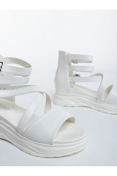 Kalapod Women's white platform sandals made of eco-leather Dazara