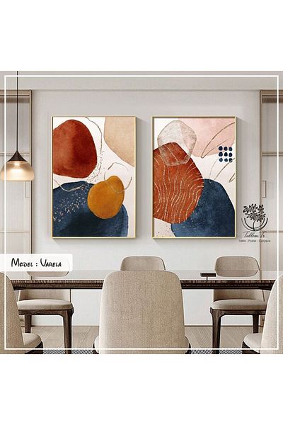 Tablomtr Set de 2 picturi decorative cu cadru metalic imprimat digital cu sticlă - Varela