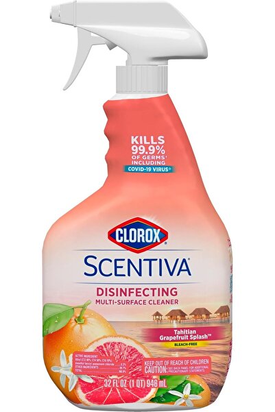 Clorox منظف مطهر متعدد الأسطح من سينتيفا، زجاجة بخاخ، برائحة الجريب فروت التاهيتي، 946 مل