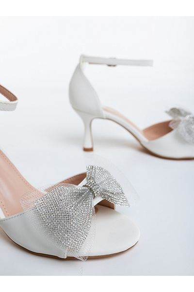 Kalapod Women's white textile heeled sandals Cavana