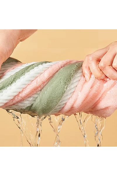 Deliny Turban towel with button for quick hair drying, microfiber, 60 x 24 cm, green