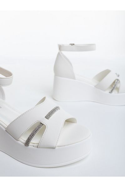 Kalapod Women's white platform sandals made of eco-leather Helara