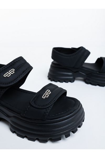 Kalapod Sandale dama cu platforma negre din piele ecologica Levela