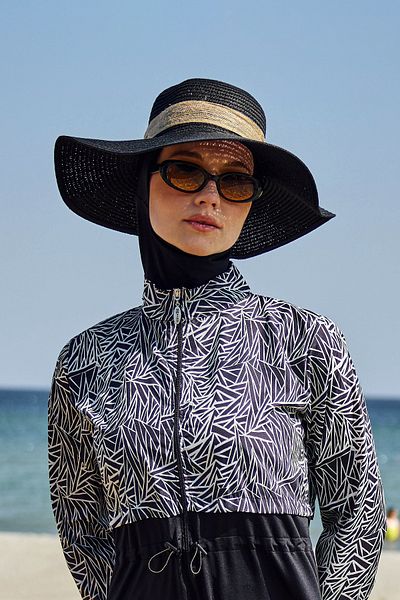 Remsa Mayo Linen Ribbon Detailed Straw Hat Black Rş-106