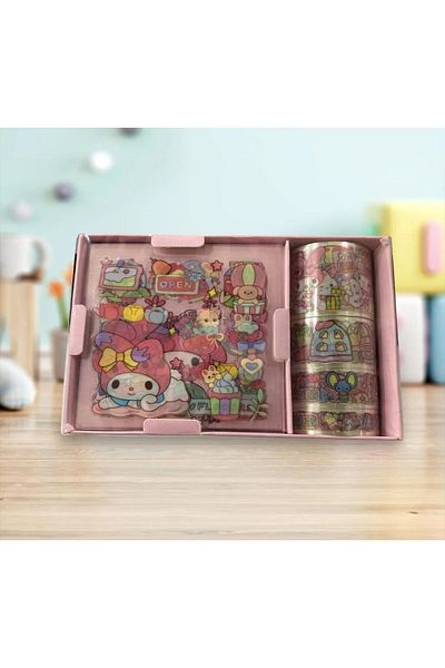 EyER Shoping Kuromi My Melodi 50 Stickers 4 Tapes Pink
