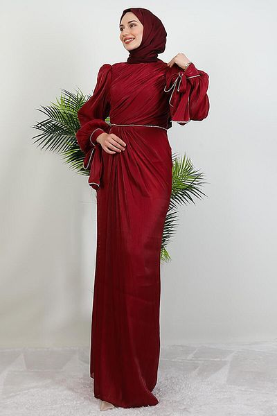GİYZAMİLA Βραδινό φόρεμα İdil Hijab Claret Red